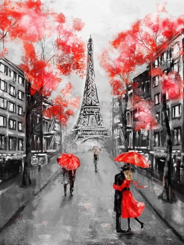 Arthur Heard - Paris View - Eiffel Tower X - Red Umbrellas
