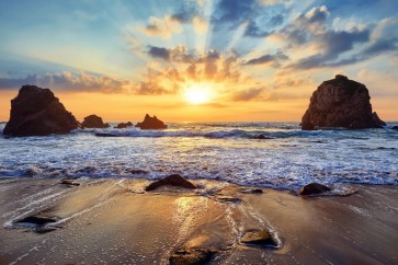 Doreen Sharp - Sunset Between Two Rocks at the Beach