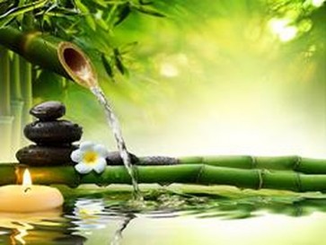 Spa Stones in Garden with Flow Water 