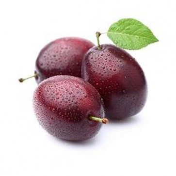 Plums with leaf 