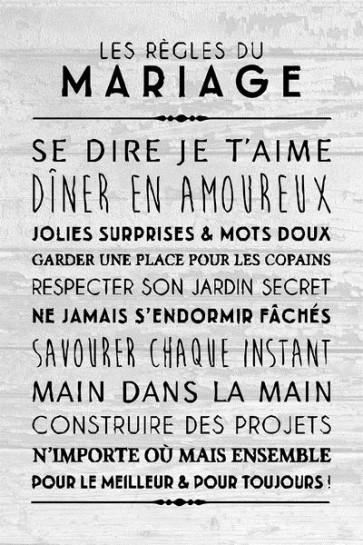 Les règles du mariage