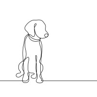 Line Art - Dog - Waiting To Go Play