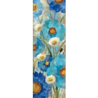Silvia Vassileva - Sunkissed Blue And White Flowers I - 12X36